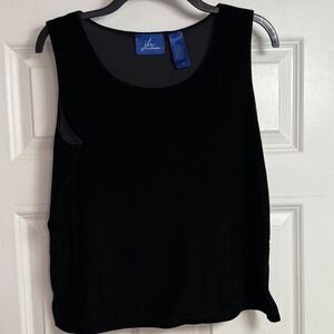 jh collections black velvet sleeveless shell top women's‎ large